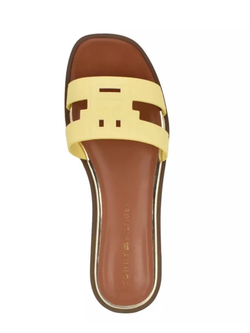 Tommy Hilfiger Terez Yellow Slide Sandals with Brown Footbed